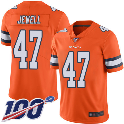 Men Denver Broncos #47 Josey Jewell Limited Orange Rush Vapor Untouchable 100th Season Football NFL Jersey->denver broncos->NFL Jersey